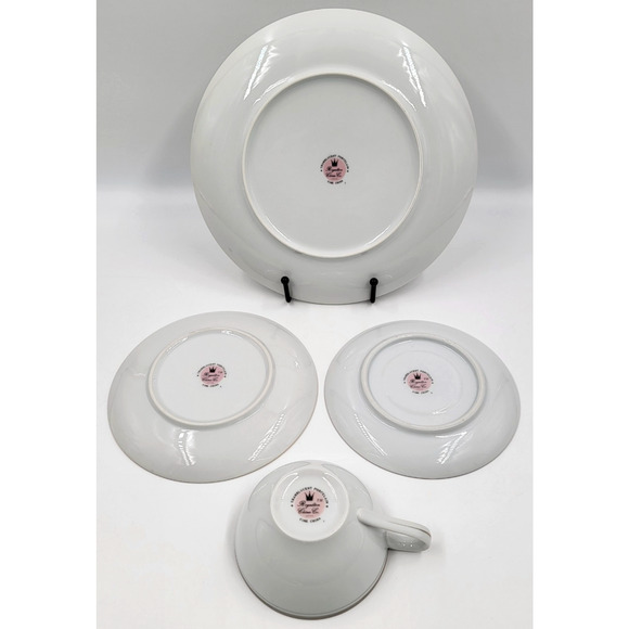 Royalton Translucent Porcelain 4 Piece Setting Luncheon Bread Plates Cup Saucer - Picture 6 of 8